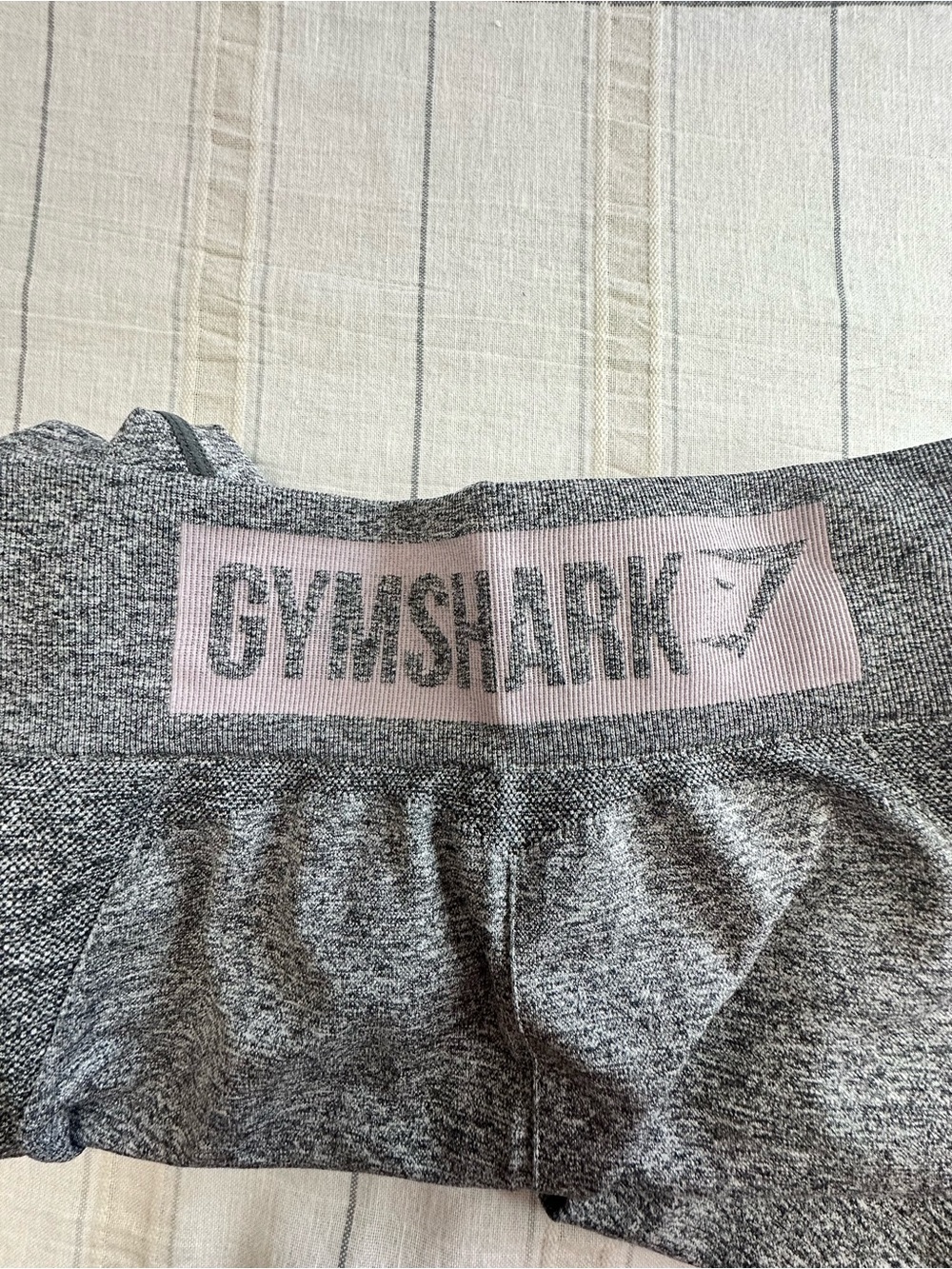 Gymshark Grey Leggings with Pale Pink Logo Panel
